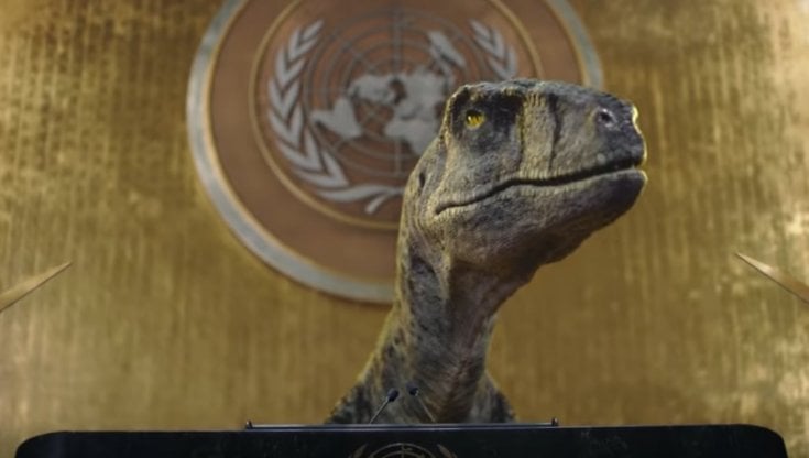 “Non scegliere l’estinzione”: il testimonial Onu è un dinosauro